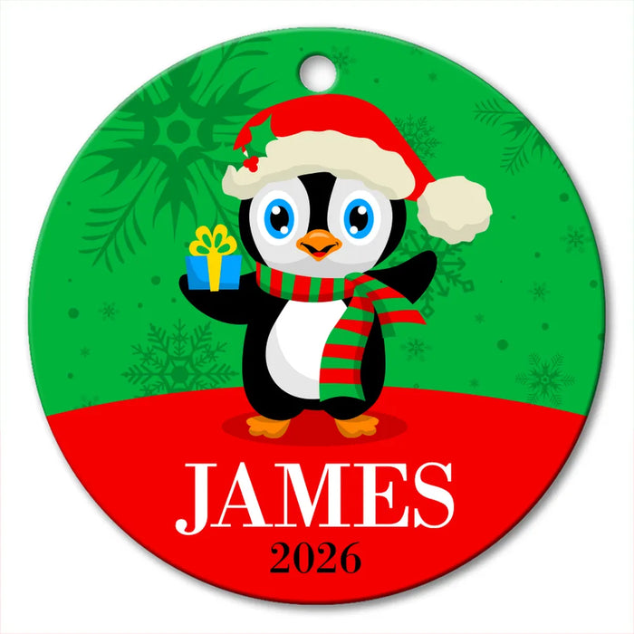 Penguin Round Porcelain Ornament