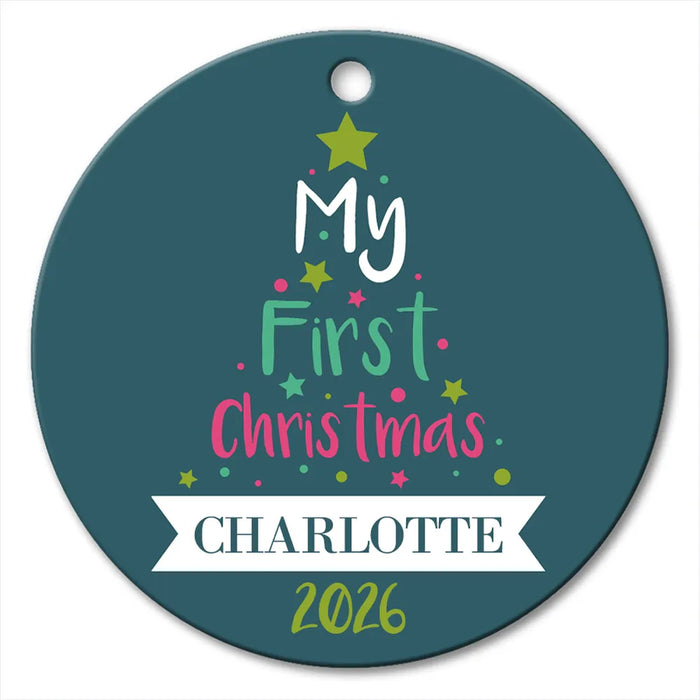 First Christmas Tree Round Porcelain Ornament