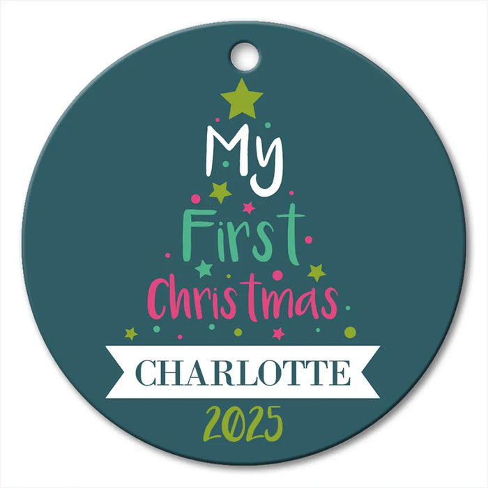 First Christmas Tree Round Porcelain Ornament