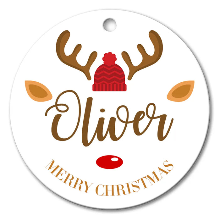 Red Nose Reindeer Round Porcelain Ornament