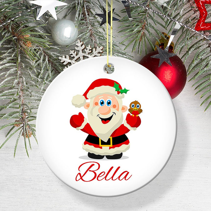 Jolly Santa Round Porcelain Ornament