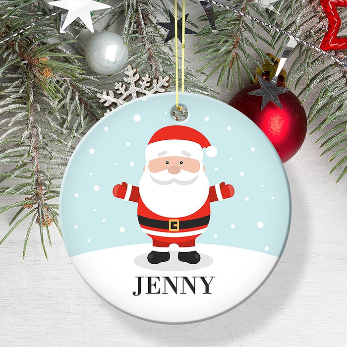 Happy Santa Round Porcelain Ornament