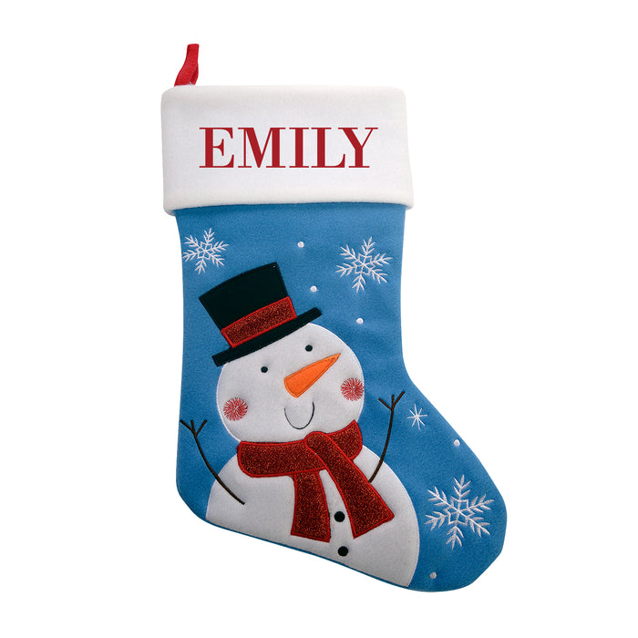 White Snowman Blue Santa Stocking