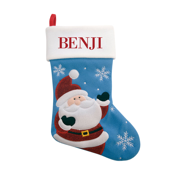 Happy Santa Blue Santa Stocking