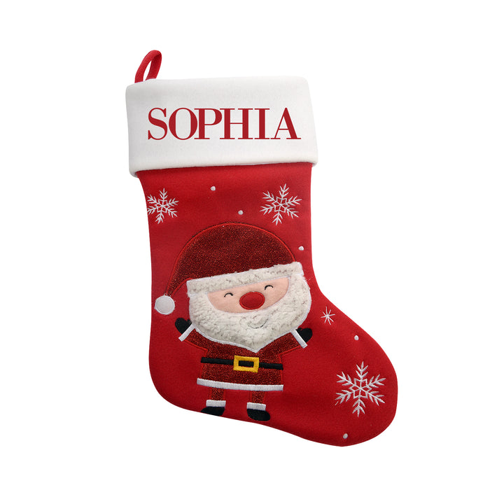 Smiley Santa Red Santa Stocking