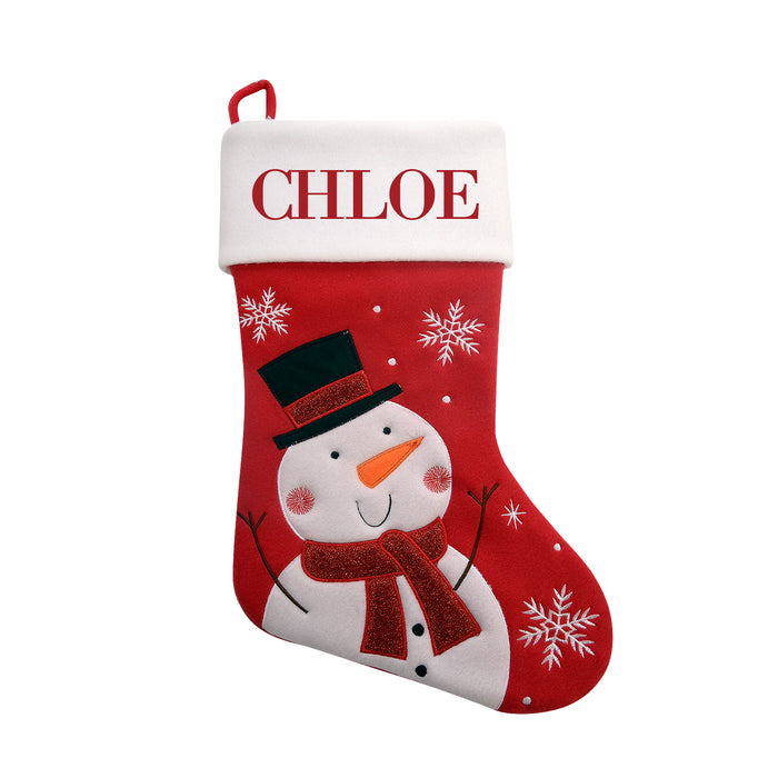 White Snowman Red Santa Stocking