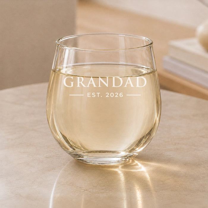 Established Engraved Stemless Wine Glass
