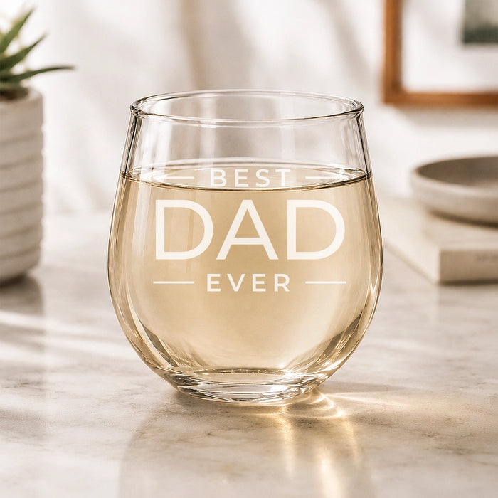 Best Ever Stacked Engraved Stemless Wine Glass