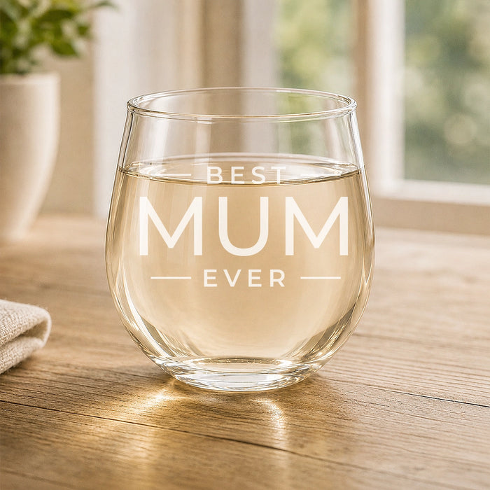 Best Ever Stacked Engraved Stemless Wine Glass