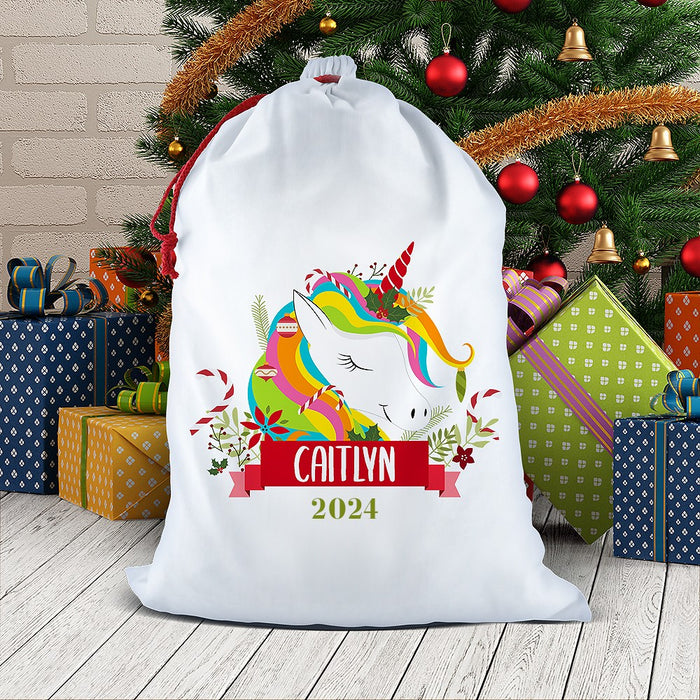 Colourful Unicorn Santa Sack