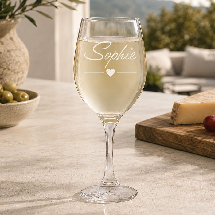 Name Script Engraved Wine Glass