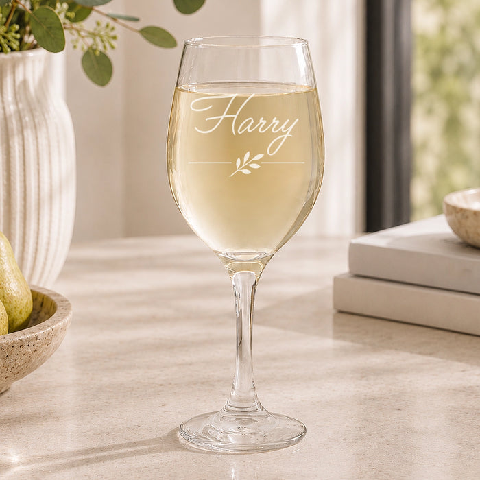 Name Script Engraved Wine Glass